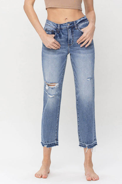 HIGH RISE CROP STRAIGHT JEANS - Southern Sassy Boutique