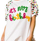Metallic Letter Spangle Raglan Puff Sleeve Top
