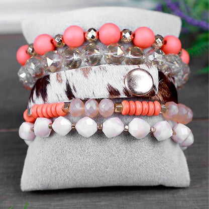 Stacked Faux & Crystal Beaded Bracelet - Southern Sassy Boutique