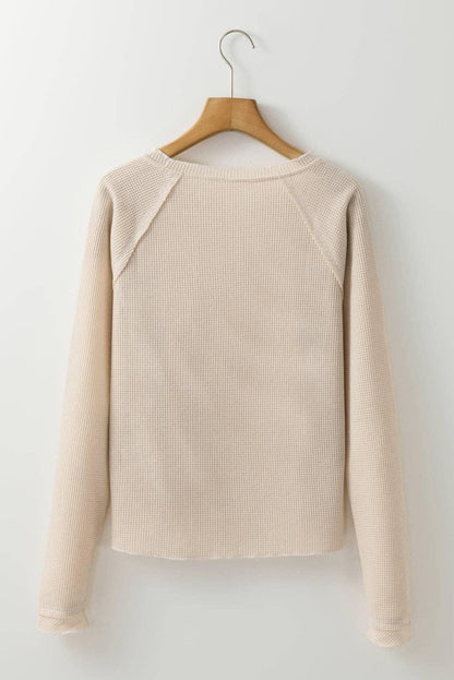 Waffle Knit Long Sleeve Top - Southern Sassy Boutique