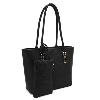 Maye Paisley Embossed 3 in 1 Tote Set