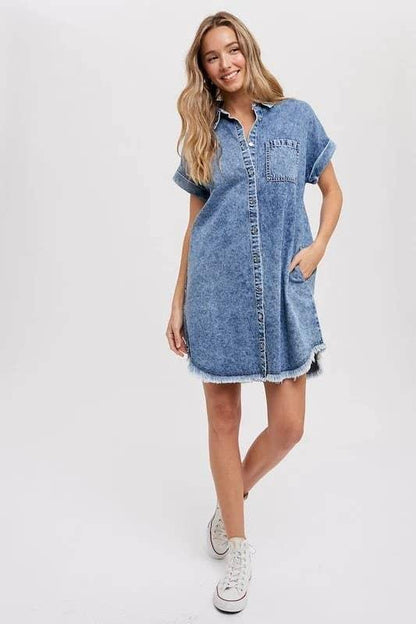 Looses Denim Cardigan Dress - Southern Sassy Boutique
