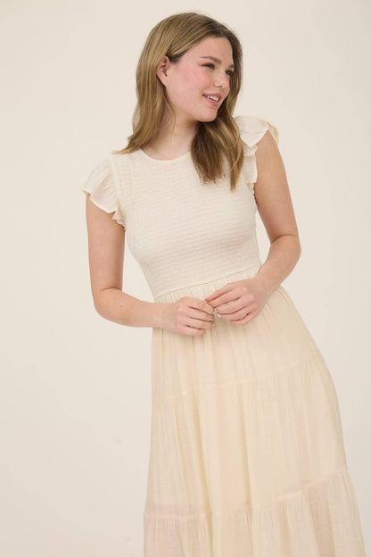 SMOCKED TIERED MIDI DRESS - Southern Sassy Boutique