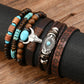 Western Bull Skull Turquoise Beading Bracelet
