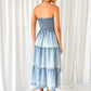 Off-Shoulder Hem Slit Jean Dress