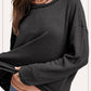Brushed Waffle Fabric Loose Fit Long Sleeve Top