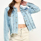 Cropcut Denim Jacket with Distressed