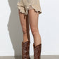 Distressed Frayed Detail Fringe Rhinestone Denim