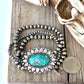 3 Layered Navajo Pearl Stretch Bracelet w/ Turquoise Stone