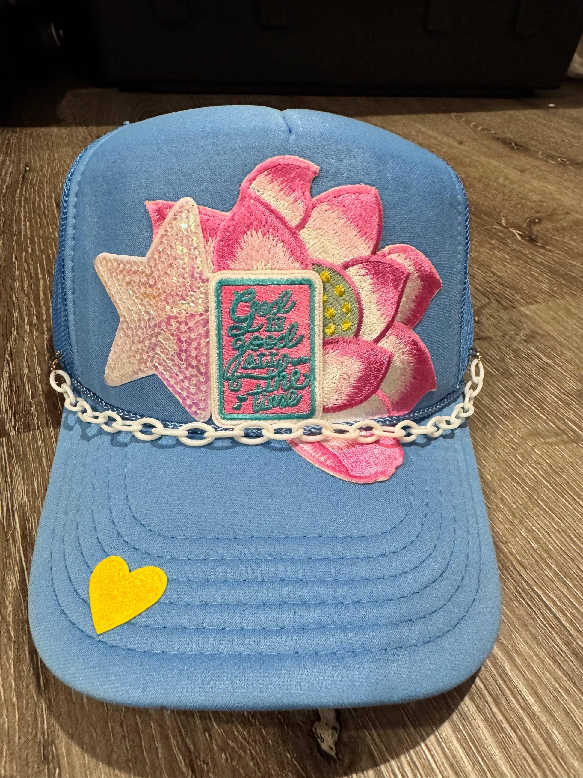 God is Good All the Time Lotus Flower Trucker Hat - Southern Sassy Boutique