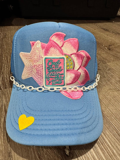 God is Good All the Time Lotus Flower Trucker Hat - Southern Sassy Boutique