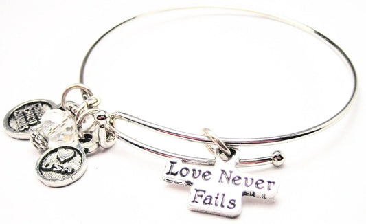 Love Never Fails Expandable Bangle Bracelet Expressions - Southern Sassy Boutique