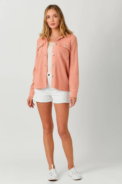 Waffle Button Down Thermal Shacket - Southern Sassy Boutique