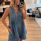 Sleeveless Top & Shorts Denim Jumpsuit