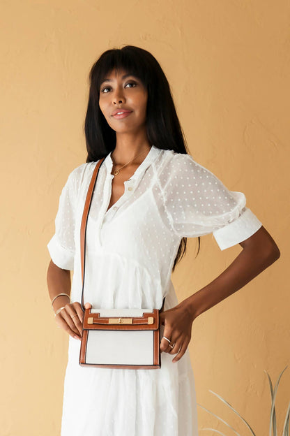 Etta Canvas Crossbody w/ Vegan Leather Accents