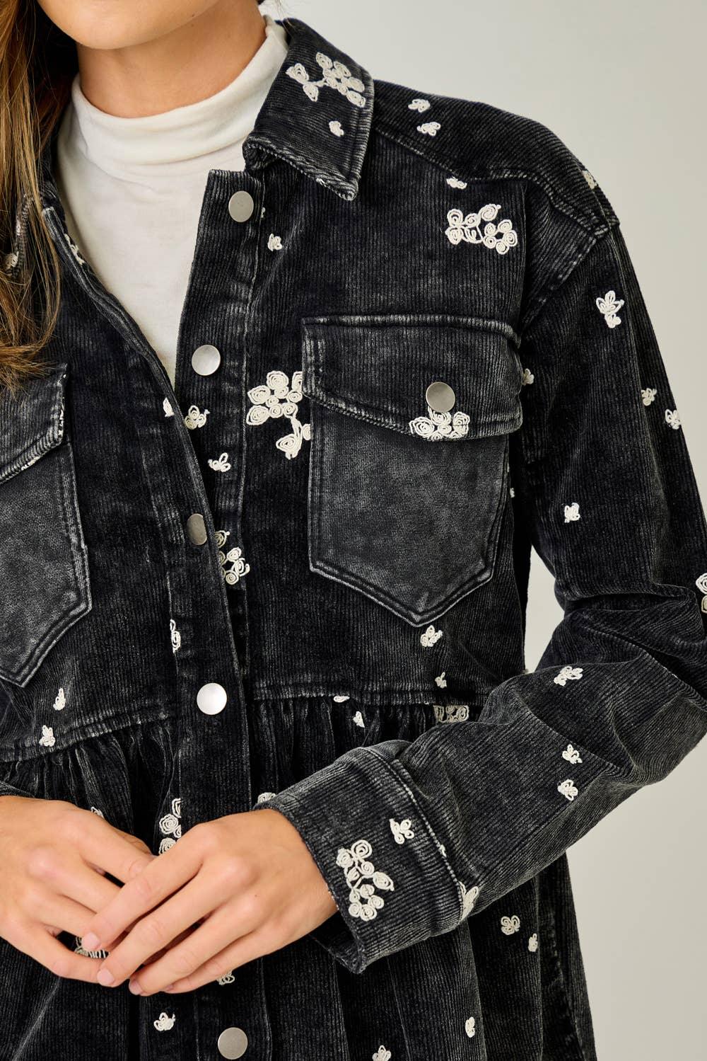 Washed Terry Mix Peplum Jacket - Southern Sassy Boutique