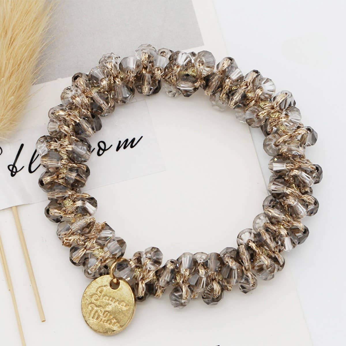 Beaded Faux Pearl Hair Tie Bracelet for Women