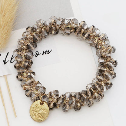 Beaded Faux Pearl Hair Tie Bracelet for Women