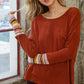 Knit Crew Neck Top Contrast Detail