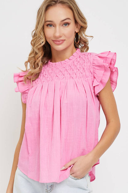 Smoked Ruffle Pullover Top