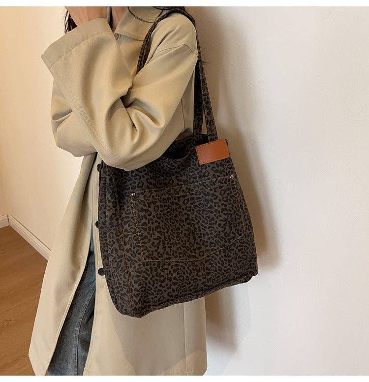 Leopard Print Shoulder Bag Large Capacity Tote Bag
