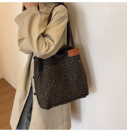 Leopard Print Shoulder Bag Large Capacity Tote Bag