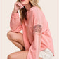 Embroidered Crochet V-neck Long Sleeve Top