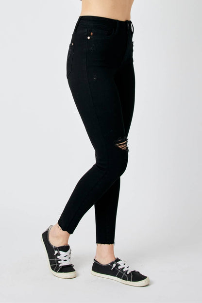 HW Heavy Destroy Raw Hem Skinny