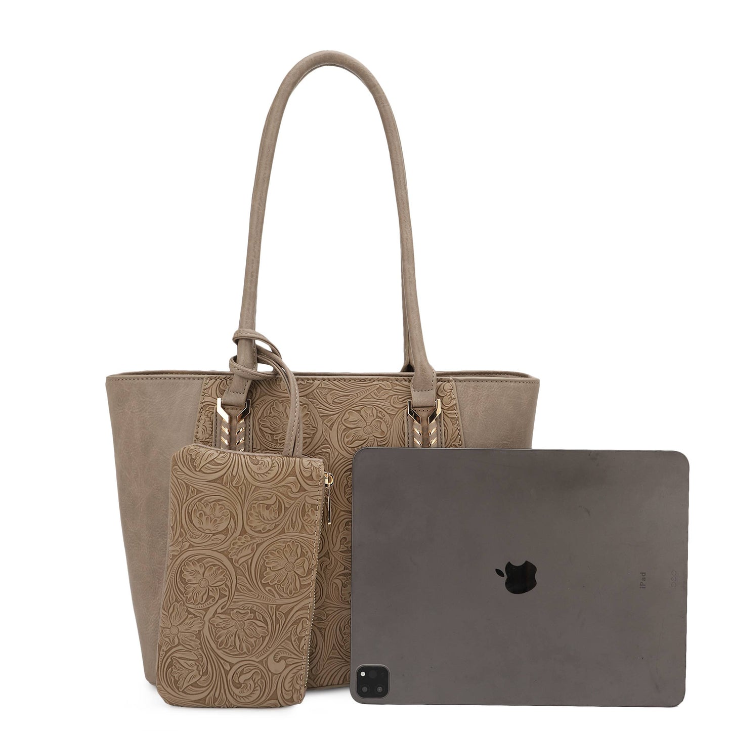 Maye Paisley Embossed 3 in 1 Tote Set
