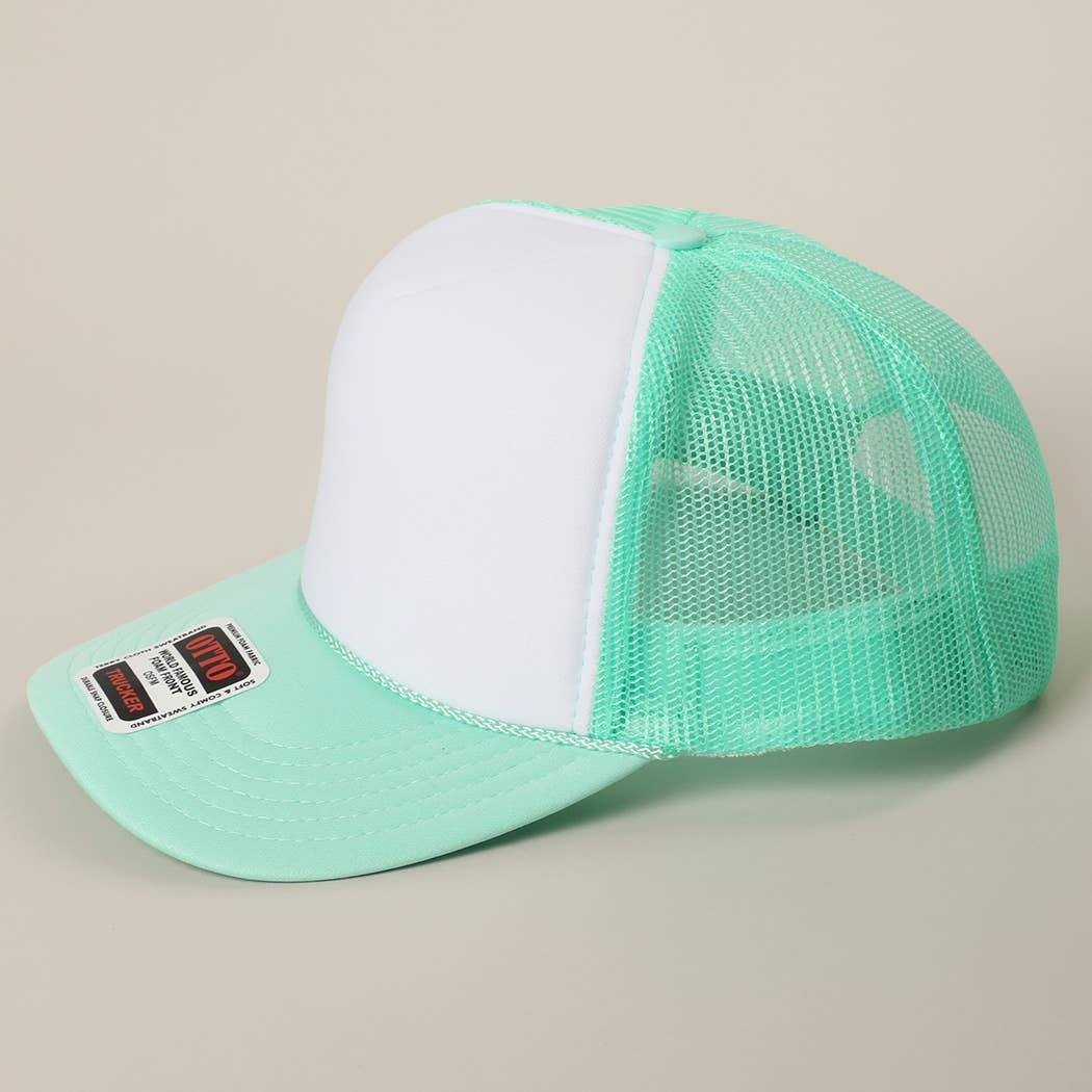 Two-Tone Mesh Back High Crown Foam Trucker Hat - Southern Sassy Boutique