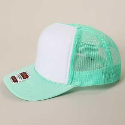 Two-Tone Mesh Back High Crown Foam Trucker Hat - Southern Sassy Boutique