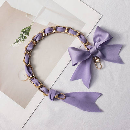 Elegant Silk-Wrapped Metal Chain Bag Charm DP25H608