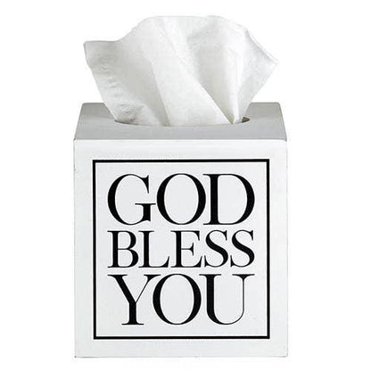 Square Tissue Box Cover - White with Black Text - Southern Sassy Boutique