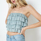 STRAPLESS RUFFLE TUBE TOP