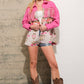 Aztec Contrast Frayed Shirt Jacket