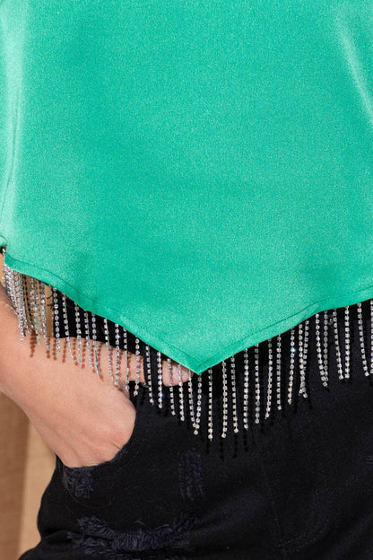 Rhinestone Fringe Crop Tank - Southern Sassy Boutique