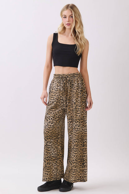 Leopard Wide Leg Terry Pants