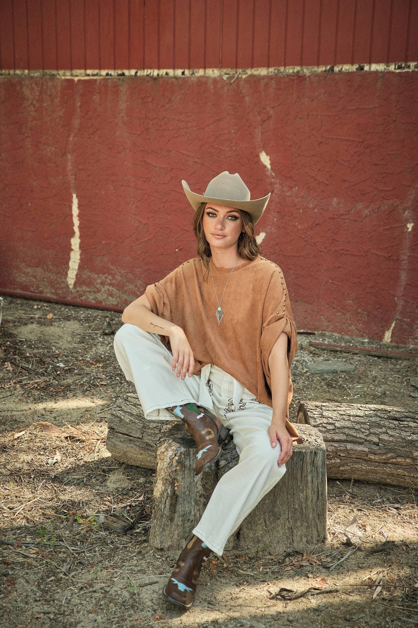 33156T - Studded High Low Oversized Tee - Southern Sassy Boutique