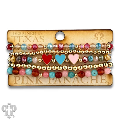 Enamel hearts and faceted bead bracelet - Southern Sassy Boutique