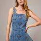 Studded Western Buckle Stretch Denim Dress