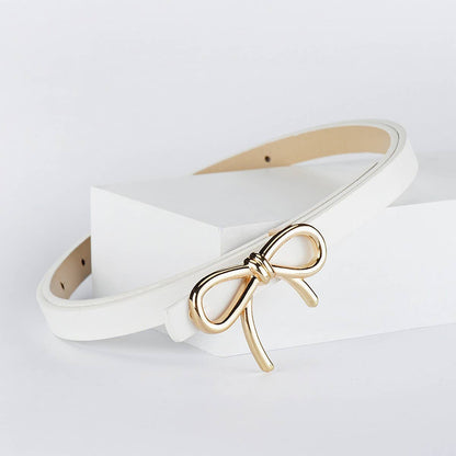 Bow Faux Leather Skinny Belt