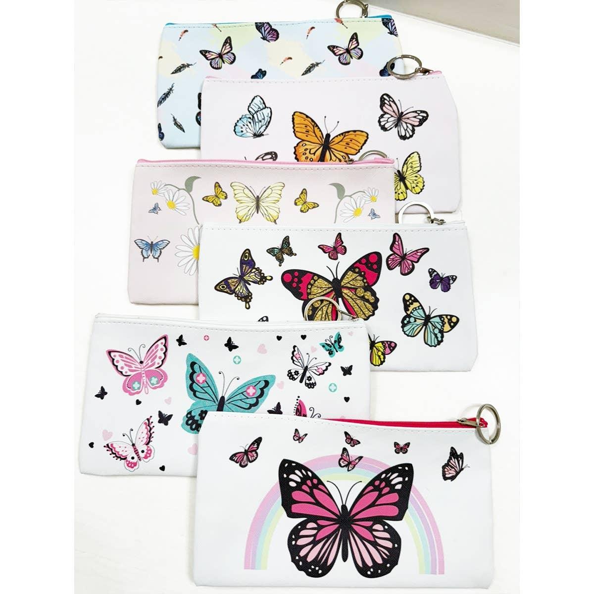 Butterfly Design Printed Cosmetic Pouch - Southern Sassy Boutique