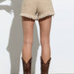 Distressed Frayed Detail Fringe Rhinestone Denim