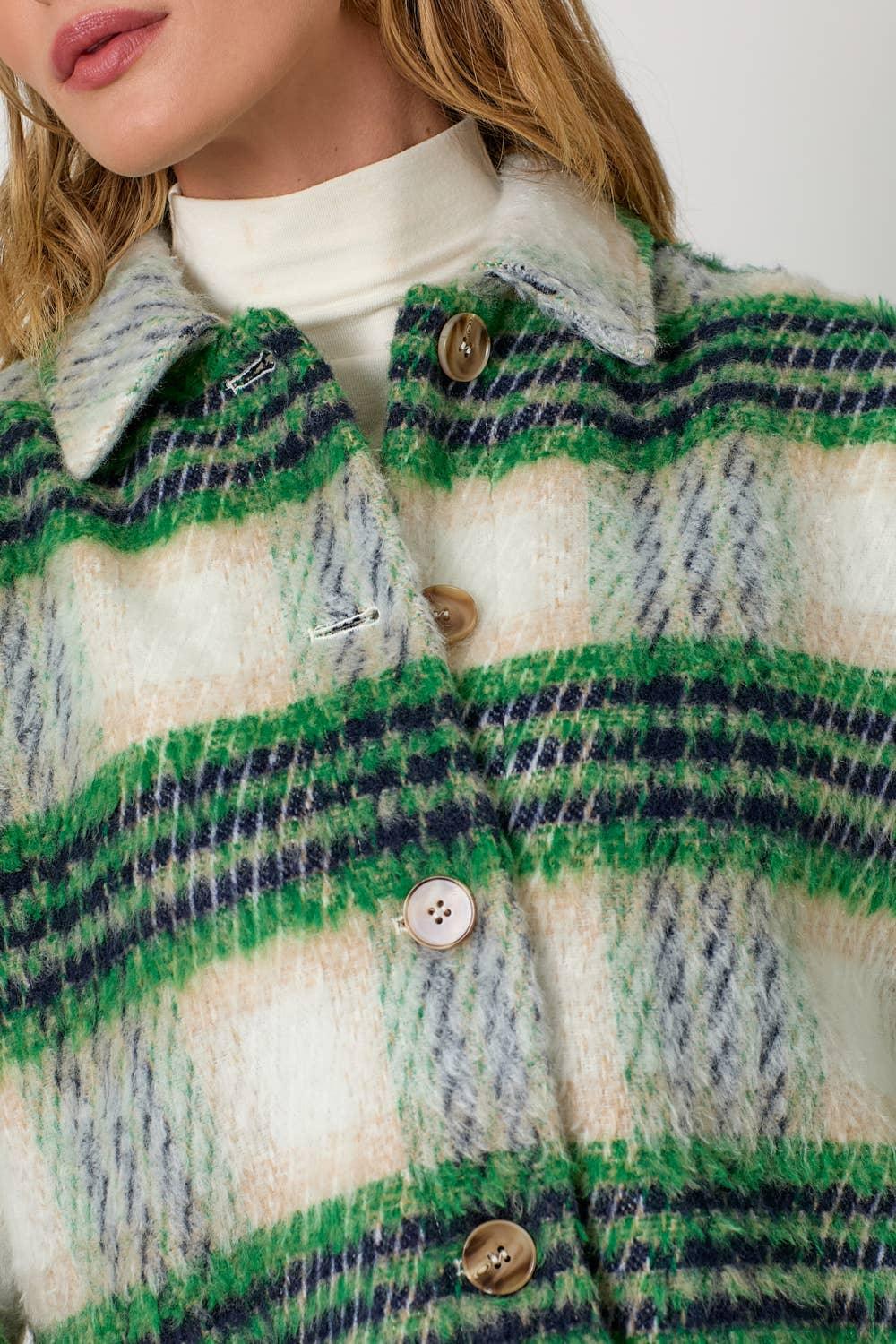 Plaid Printed Jacket - Southern Sassy Boutique