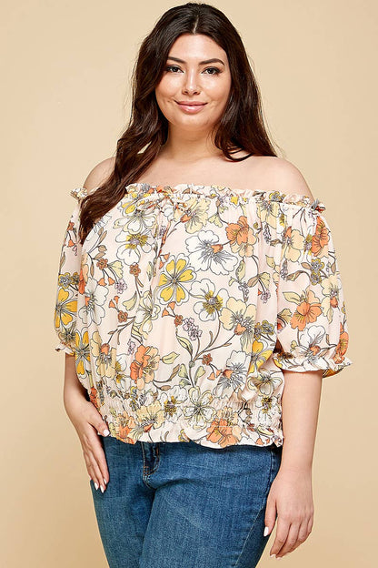 Peasant Off Shoulders Floral Top