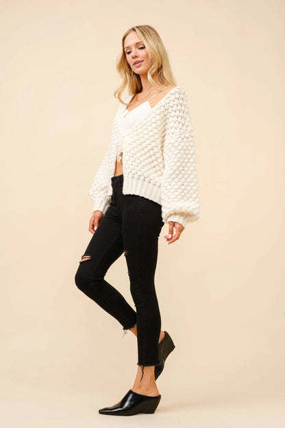 Bubble Textured Tie Front Cardigan - Southern Sassy Boutique