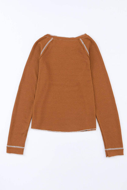 Waffle Knit Long Sleeve Top - Southern Sassy Boutique