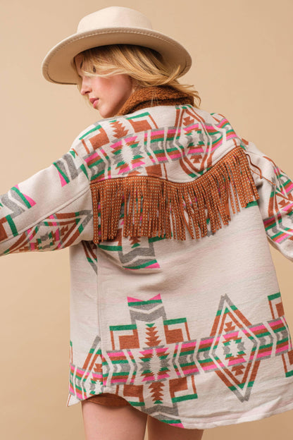 Jacquard Western Shirt Jacket - Southern Sassy Boutique