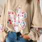 Rose Floral Applique Pullover Sweatshirt