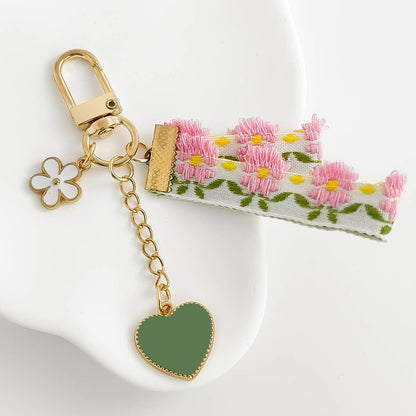Small Fresh Cloth Daisy Butterfly Love Keychain - Southern Sassy Boutique